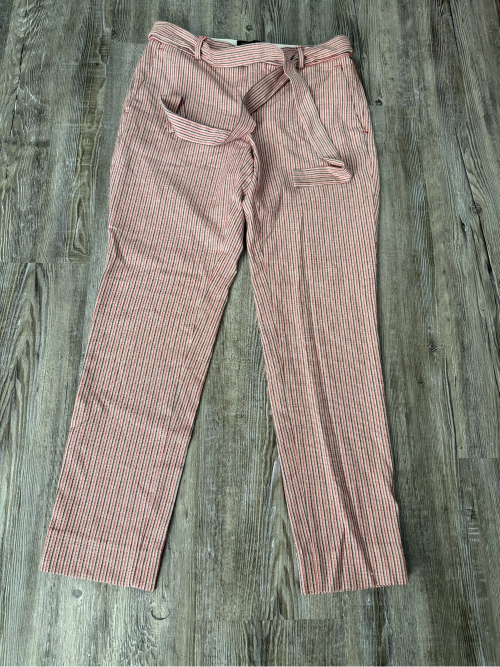 Banana Republic Pink & Cream Striped Straight-Leg Pants